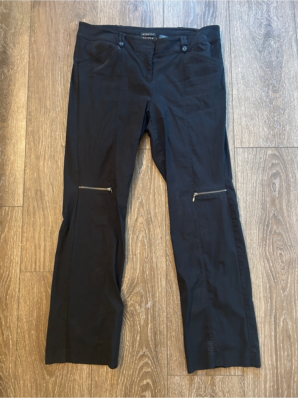Studio M Black Boot-Cut Pants with Knee Zippers